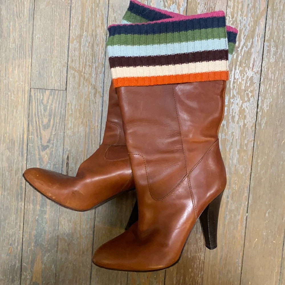 Coach Knit Top Brown Leather Boots